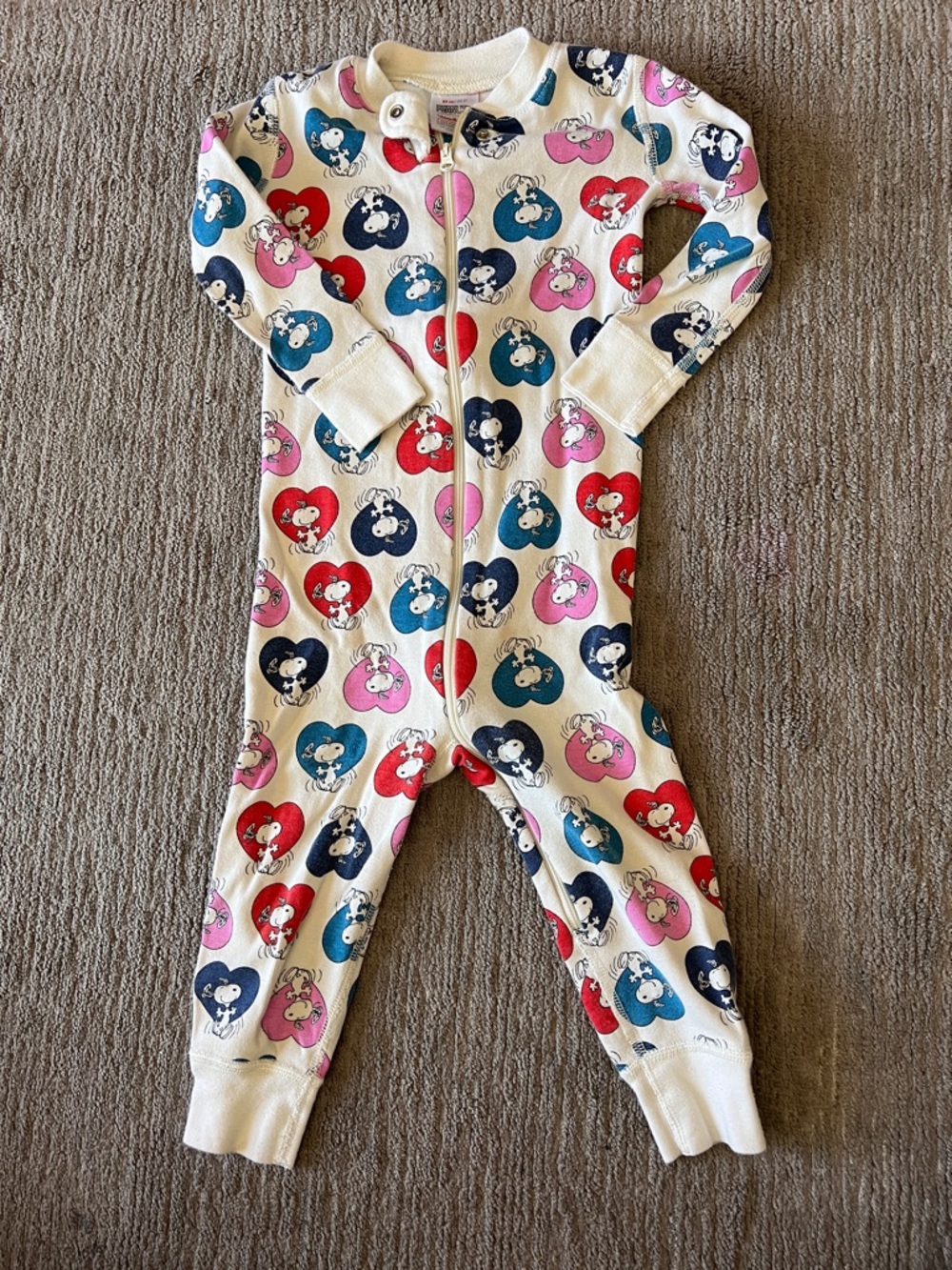 Hanna Andersson Peanuts Print One-Piece Zipper Pajamas - 2T
